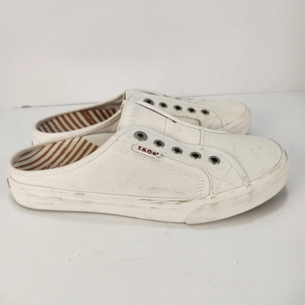 Taos Ez Soul Women's Casual Comfy White Canvas Slip-On Sneakers Size 9.5